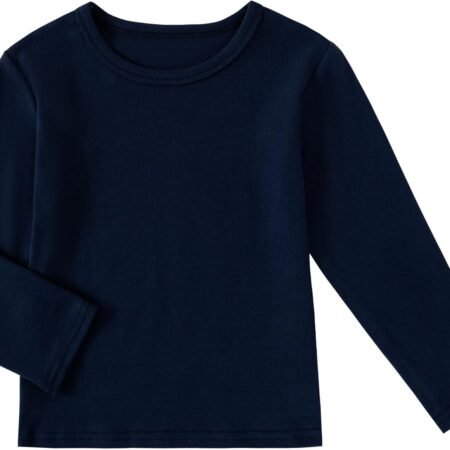 Boys Girls Long Sleeve T-Shirts Kids Soft Cotton Basic Layering Tee Tops Undershirts for 12M-14Yrs