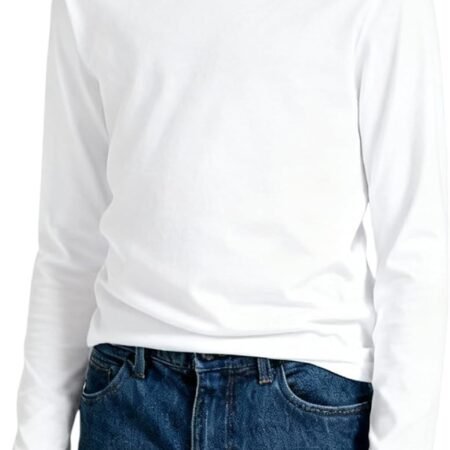 Boys Cotton Long Sleeve Shirts Soft Breathable Crewneck Tees for Kids, Fashion Basic Tops 4-12 Years