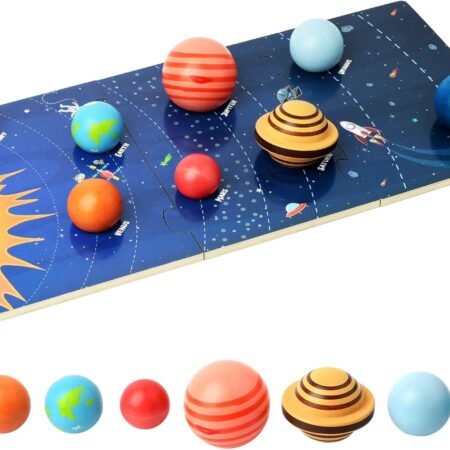 Wooden Solar Sy Model Board, Montessori Toys Planets zzle Science  Space Learning for Kids 4-8 with 3D Planets Models, Prechool Educational Gift for Boys Girls